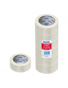 Dohe Cintas de Sellado de Embalajes - 6uds - Polipropileno Resistente - Potente Adhesivo - Color Blanco