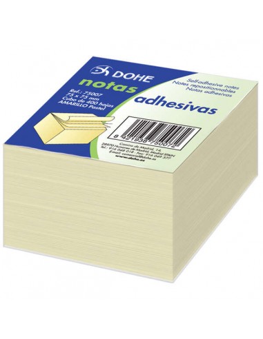 Dohe Cubos de Notas Reposicionables Amarillas - 75mm - Cubo de 400 Hojas - Papel de 75gr - Ideales para Oficina y Escuela