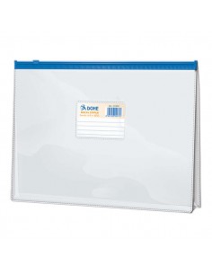 Dohe Bolsa Zipper Apaisada PVC Transparente 200 Micras - Tamaño Folio - Apertura Superior - Cierre Zip Hermetico