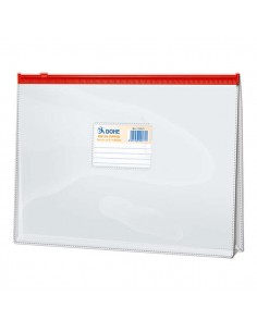 Dohe Bolsa Zipper Apaisada PVC Transparente 200 Micras - Apertura Superior - Cierre Zip Hermetico - Tamaño Folio