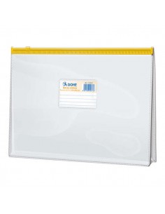 Dohe Bolsa Zipper Apaisada PVC Transparente 200 Micras - Tamaño Folio - Apertura Superior - Cierre Zip Hermetico