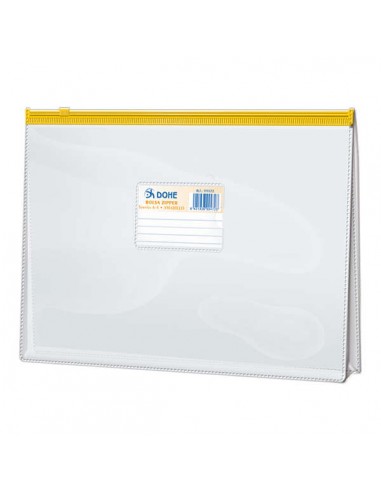 Dohe Bolsa Zipper Apaisada PVC Transparente 200 Micras - Tamaño Folio - Apertura Superior - Cierre Zip Hermetico