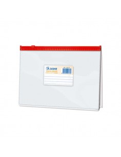 Dohe Bolsa Zipper Apaisada PVC Transparente 200 Micras - Tamaño A5 - Apertura Superior - Cierre Zip Hermetico