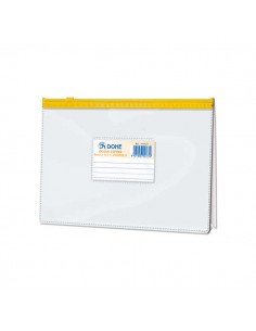 Dohe Bolsa Zipper Apaisada PVC Transparente 200 Micras - Tamaño A5 - Apertura Superior - Cierre Zip Hermetico