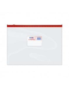 Dohe Bolsa Zipper Apaisada PVC Transparente 150 Micras - Tamaño Folio - Apertura Superior - Cierre Zip Hermetico