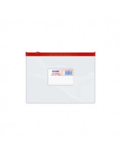 Dohe Bolsa Zipper Apaisada PVC Transparente 150 Micras - Tamaño A5 - Apertura Superior - Cierre Zip Hermetico