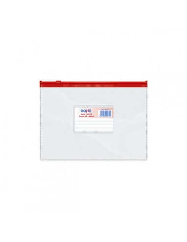 Dohe Bolsa Zipper Apaisada PVC Transparente 150 Micras - Tamaño A5 - Apertura Superior - Cierre Zip Hermetico