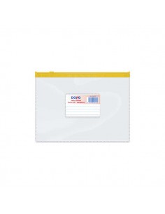 Dohe Bolsa Zipper Apaisada PVC Transparente 150 Micras - Tamaño A5 - Apertura Superior - Cierre Zip Hermetico