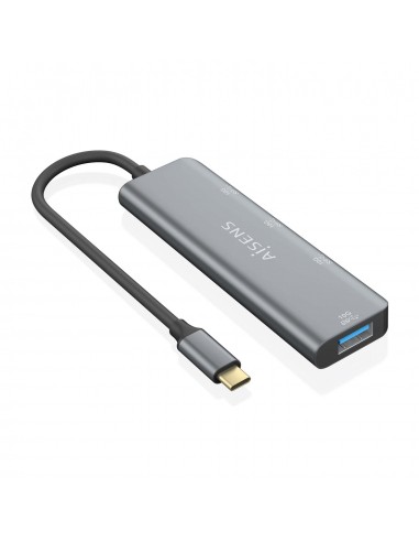 Aisens Hub USB 3.2 GEN2 10G USB-C - USB-C M-1xUSB-C H-3xUSB-A H - 15cm - Color Gris