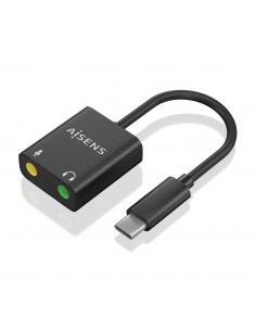 Aisens Conversor USB-C a Audio 48KHz - USB-C M-2xJACK 3.5 H - 10cm - Color Negro