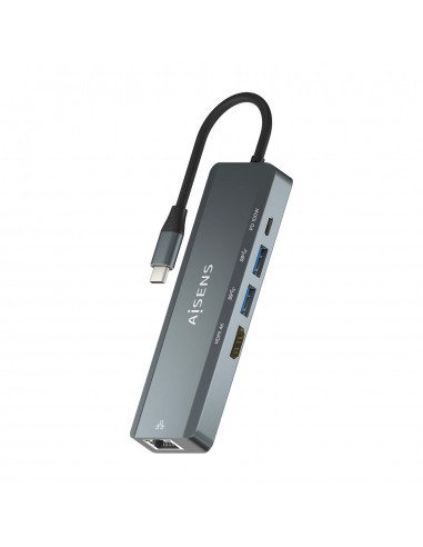 Aisens USB-C Dock 5 en 1 - USB-C a 1xHDMI - 1xRJ45 - 2xUSB - 1xpd - 15cm - Color Gris
