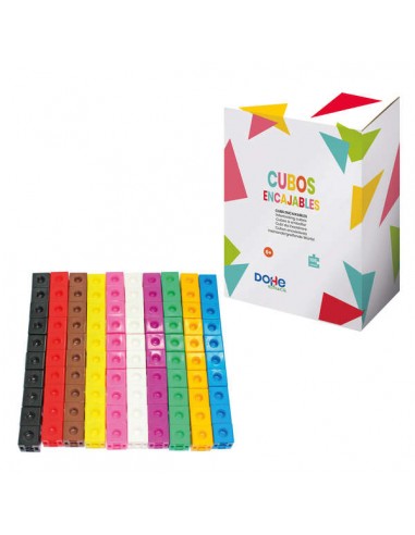Dohe Cubos Encajables de Colores - 2cm de Arista - Material Manipulativo para Matematicas - Recomendado para Primaria