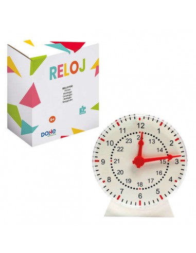 Dohe Reloj Analogico Educativo para Niños - Esfera con Numeros de las 12 Horas y Marcas de Minutos - Ruedecilla para Mover