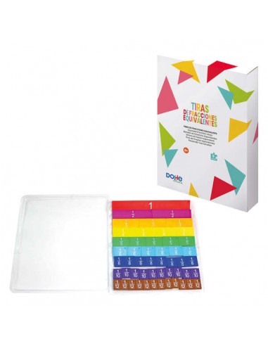 Dohe Tiras de Fracciones Equivalentes - Material de Carton Resistente - Incluye Tira de la Unidad y Fracciones hasta