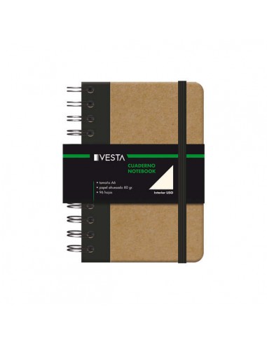 Dohe Cuaderno Cartone con Puntas Redondeadas - Tapa en Tres Piezas - Encuadernacion Doble Espiral Negro - 96 Hojas de Papel