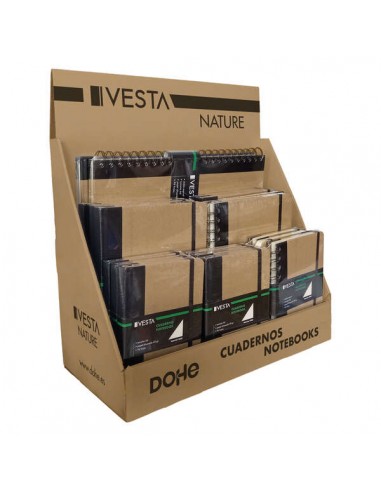 Dohe Expositor de Sobremesa para Cuadernos Vesta Nature - Fabricado en Carton Reforzado Color Kraft - Diseño Resistente y