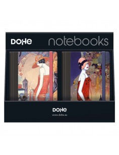 Dohe Expositor de 12 Notebooks Tamaño A5 - 12x17cm - Incluye 3 Notebooks de Caroline-Charlotte-Sophie y Rosalie - Ideal