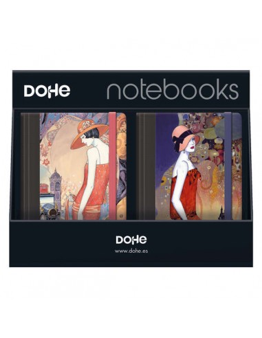 Dohe Expositor de 12 Notebooks Tamaño A5 - 12x17cm - Incluye 3 Notebooks de Caroline-Charlotte-Sophie y Rosalie - Ideal