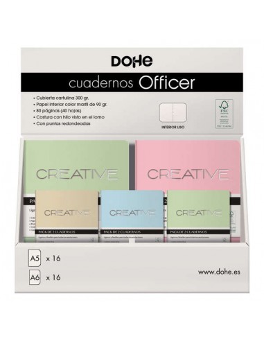Dohe Expositor de Cuadernos Officer - Tamaño A5 y A6 - Cubierta en Cartulina de 300g - Estampacion en Portada - Puntas