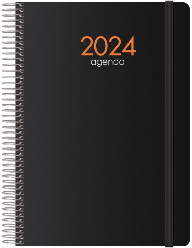 Dohe Syncro Agenda Anual - Semana Vista - Cubierta de Plastico - Cierre con Goma Elastica - Tamaño 15x21cm - Color Negro