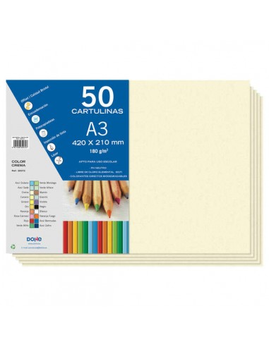 Dohe Cartulinas A3 - 50 Hojas - Gramaje de 180g - Ideal para Manualidades y Proyectos Escolares