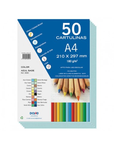 Dohe Cartulinas de Colores de 180 G M2 - Tamaño A4 - PH Neutro - Libres de Cloro Elemental - Colorantes Biodegradables