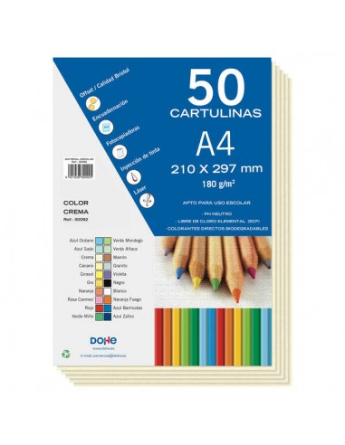 Dohe Cartulinas de Colores de 180 G M2 - Tamaño A4 - PH Neutro - Libres de Cloro Elemental - Colorantes Biodegradables