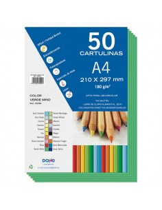 Dohe Cartulinas de Colores de 180 G M2 - Tamaño A4 - PH Neutro - Libres de Cloro Elemental - Colorantes Biodegradables