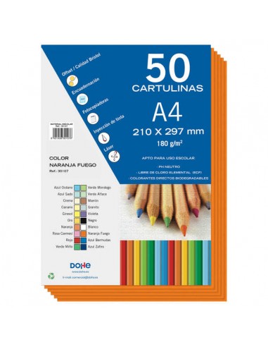 Dohe Cartulinas de Colores de 180 G M2 - Tamaño A4 - PH Neutro - Libres de Cloro Elemental - Colorantes Biodegradables