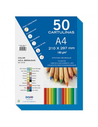 Dohe Cartulinas de Colores de 180 G M2 - Tamaño A4 - PH Neutro - Libres de Cloro Elemental - Colorantes Biodegradables