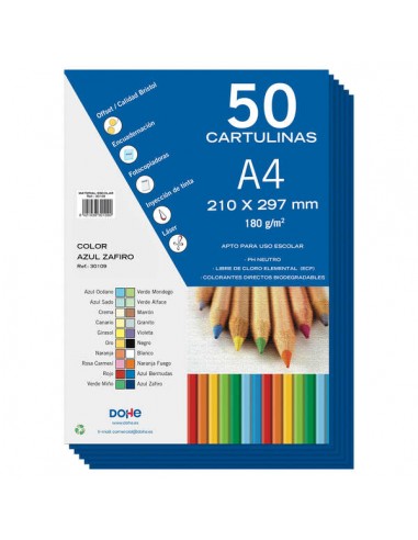 Dohe Cartulinas de Colores de 180 G M2 - Tamaño A4 - PH Neutro - Libres de Cloro Elemental - Colorantes Biodegradables
