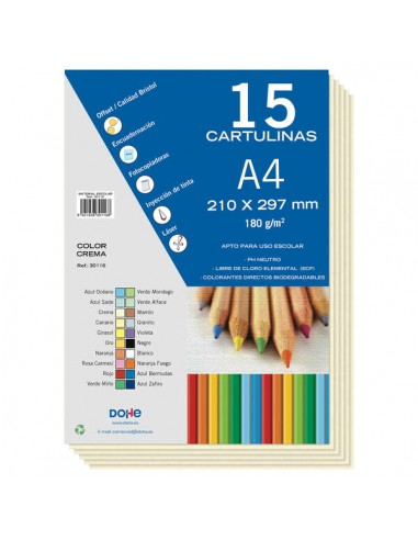 Dohe Cartulinas A4 - 15 Hojas - Ideal para Manualidades y Proyectos Escolares