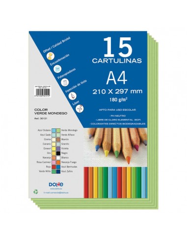 Dohe Cartulinas A4 - 15 Hojas - Ideal para Manualidades y Proyectos Escolares