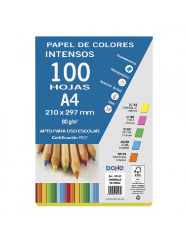 Dohe Papel Multifuncion de 80g - Apto para Fotocopiadoras e Impresoras - 210x297mm - Color Amarillo