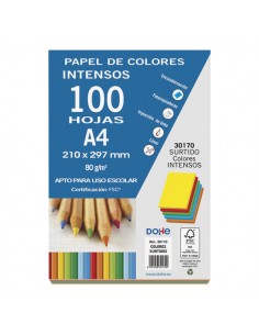 Dohe Papel Multifuncion de 80g - Apto para Fotocopiadoras-Impresoras Laser y Chorro de Tinta - Colores Surtidos