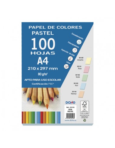 Dohe Papel Multifuncion Color Pastel de 80g - Apto para Fotocopiadoras-Impresoras Laser y Chorro de Tinta - Ideal para Uso