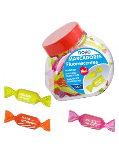 Dohe Marcadores Fluorescentes Candy - Punta Biselada de 1-4mm - Tinta Extrafluorescente Base Agua - Envase PVC con 36 Unidades