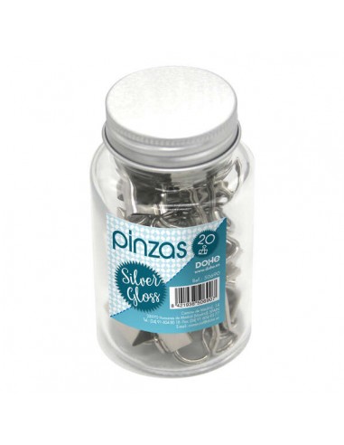 Dohe Pack de 20 Pinzas Metalicas de 19mm - Resistente y Duradero - Ideal para Organizar Documentos