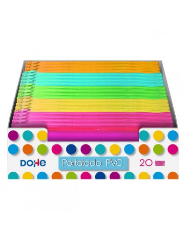 Dohe Expositor de 20 Portatodos Planos de PVC Transparente - Colores Surtidos