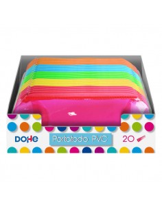 Dohe Expositor de 20 Portatodos Redondos de PVC Transparente - Colores Surtidos