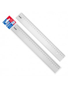 Dohe Regla de 30cm - Plastico Inyectado Transparente Cristal - Cantos Biselados y con Reborde - en Bolsa Individual