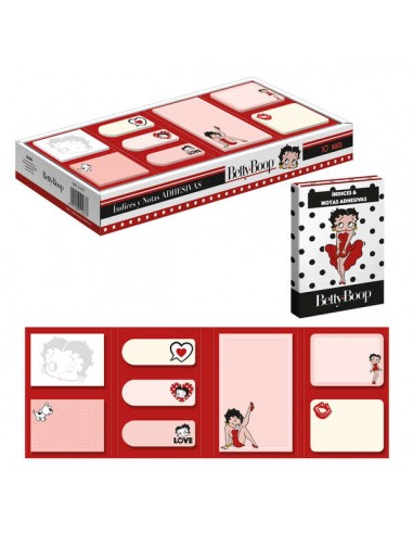 Dohe Expositor de Indices y Notas Adhesivas de Betty Boop - Set de 10 - Preimpresas a Todo Color - Potente Adhesivo - Ideal