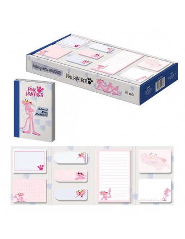 Dohe Expositor de Indices y Notas Adhesivas Pink Panther - Set de 10 - Preimpresas a Todo Color - Potente Adhesivo - Ideal