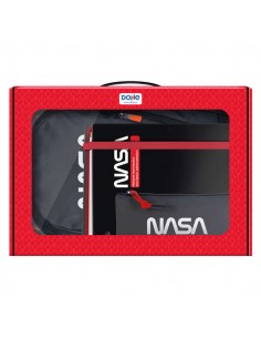 Dohe Pack Mochila-Carpeta y Portatodo Nasa Black - Maletin Regalo 365x515x105mm - Carpeta A4 Recambio - Mochila 3