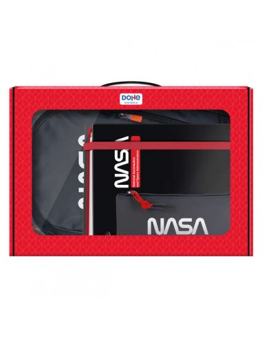 Dohe Pack Mochila-Carpeta y Portatodo Nasa Black - Maletin Regalo 365x515x105mm - Carpeta A4 Recambio - Mochila 3