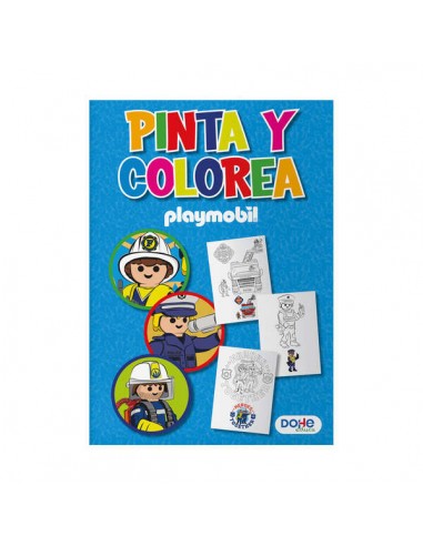 Dohe Libro de Colorear Playmobil Police - Cubierta de Cartulina de 350gr - Interior de 30 Hojas en Papel de 120gr - Ideal
