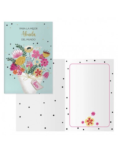 Dohe Tarjeta de Felicitacion para Abuela - 11.5x17cm - Impresion a Todo Color - Estampaciones con Pelicula de Color -