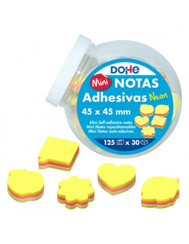 Dohe Expositor de 30 Mini Notas Adhesivas Neon - 4.5x4.5cm - Formas Surtidas - 125 Hojas Cada una