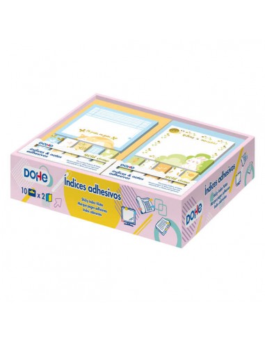 Dohe Caja Expositora de 20 Notas e Indices Adhesivos - 70x70mm y 12x45mm - Motivos Estampados en Oro