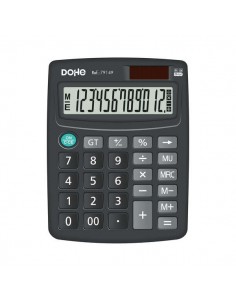 Dohe Calculadora Electronica de Sobremesa - Pantalla LCD de 12 Digitos - Alimentacion Solar y a Pilas - Teclas de Gran Tamaño